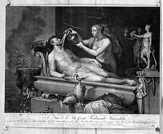 'Medea verjongt Aeson'. Gravure van Giuseppe Asioli (1811) naar een fresco van Pellegrino Tibaldi.