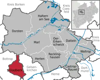 Kaart van Gladbeck