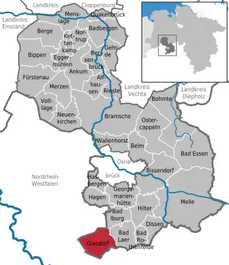 Kaart van Glandorf (Nedersaksen)