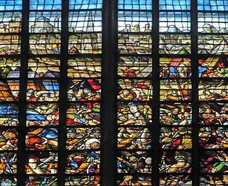 Detail van het door Clock gemaakte glas voor de Goudse Sint-Janskerk "Het ontzet van Samaria" (1601)