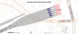 De plattegrond van het Westbahnhof