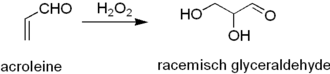 De vorming van glyceraldehyde uit acroleine en waterstofperoxide
