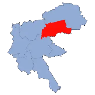 Ligging van de gemeente binnen de powiat