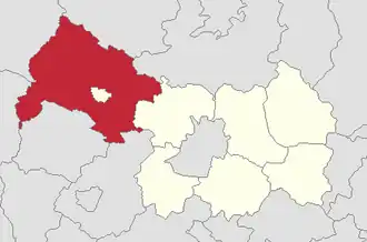 Ligging van de gemeente binnen de powiat