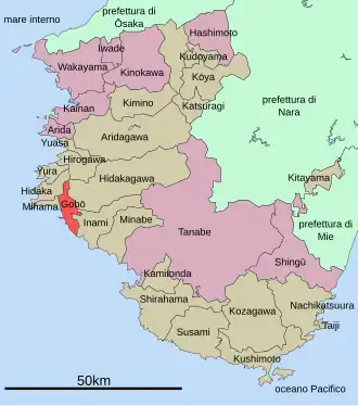 Situering van Gobo in de prefectuur Wakayama