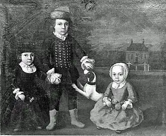 Gockinga als kind (rechts) met zijn broers Campegius Hermanus (1748-1823) en Henric Joseph (1745-1787).