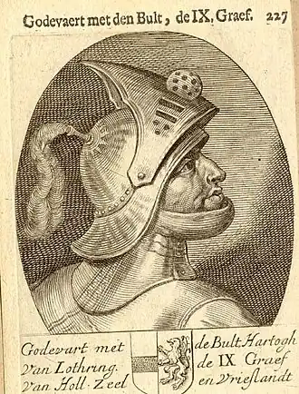 Hertog en graaf Godevart met de bult (1825), ets van Gerbrand Bruining