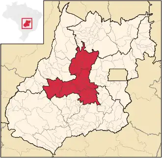 Ligging van de Braziliaanse mesoregio Centro Goiano in Goiás