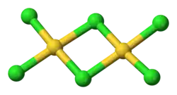Molecuulmodel van goud(III)chloride (dimeer)