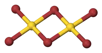 Molecuulmodel van goud(III)bromide (dimeer)
