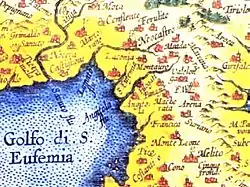 De Golf van Sant'Eufemia op een kaart uit 1589