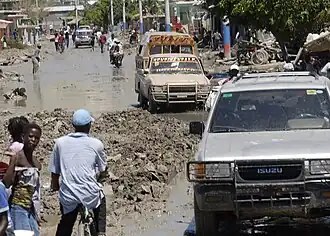 Overstromingen in Gonaïves na de orkanen "Hannah" en "Ike" (foto: sep 2008).