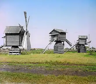 Windmolens in westelijk Siberië (circa 1910).