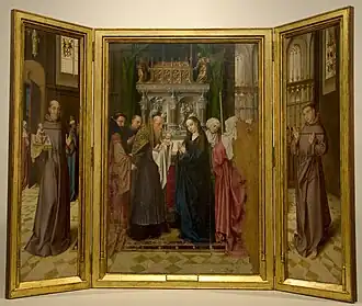 Opdracht van Jezus in de tempel met Franciscus en Antonius