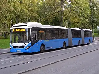Een dubbelgelede Volvo 7500 in Göteborg