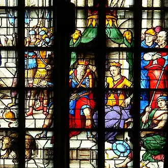 Detail van het door Van Zijl gemaakte glas voor de Goudse Sint-Janskerk "Johannes bestraft Herodes" (1556)