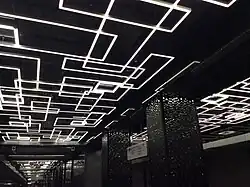 Het plafond met doolhof en de zuilen met druppel motief