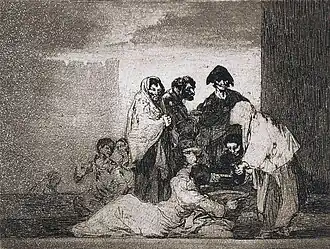 Gracias a la Almorta: Dank aan het Lathyrusmeel, een aquatint-ets van Francisco Goya dat de effecten van lathyrisme laat zien