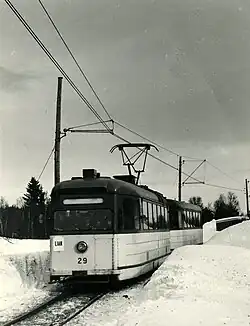 Motorwagen 29 van de Gråkallbanen; maart 1965.