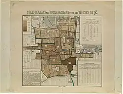 Sterftekaart van Den Haag 1885-1894, lithografie door John C. Bignell
