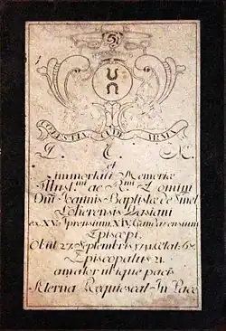 Grafplaat van bisschop Jan Baptist de Smet