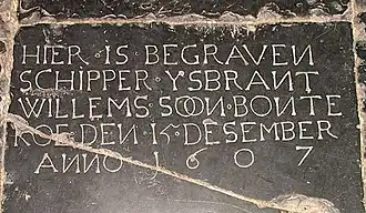 Grafsteen van de vader van Willem IJsbrantsz. Bontekoe