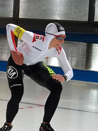 Grage bij de start van de 3000 meter, World Cup Berlijn, november 2008