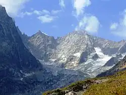 Een van de vele uitzichten vanaf Grand Col Ferret (2537 meter). Grens tussen Zwitserland en Italië.