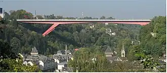 De "Rode Brug" over het Alzettedal in Luxemburg