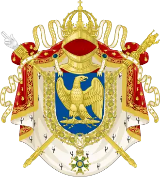 Het wapen van de Franse keizer met de keten van het Legioen van Eer