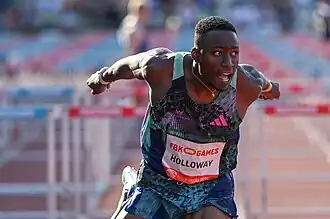 Grant Holloway tijdens de FBK Games van 2023.