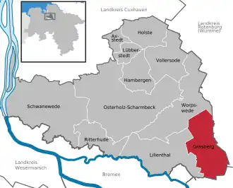 Kaart van Grasberg (Duitsland)