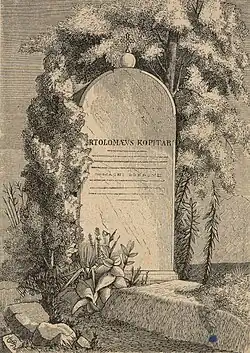 Voormalig graf van Jernej Kopitar op de begraafplaats in Wenen.