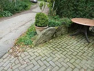 Molensteen nabij het gebouw