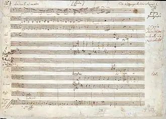 Eerste bladzijde van de autografe partituur