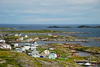 Zicht op de kust van Greenspond
