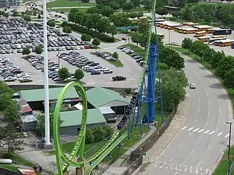De Shuttle Loop Greezed Lightnin', toen hij nog in Six Flags Kentucky Kingdom stond.
