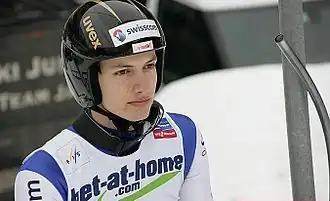 Deschwanden tijdens de wereldbekerwedstrijd in Val di Fiemme, 2013.