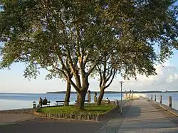 Havenpier bij Wieck, waar de Ryck uitmondt in de Greifswalder Bodden, een baai van de Oostzee