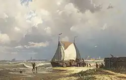 Hengsten voor Uitdam, de Stompetoren van Ransdorp in de verte