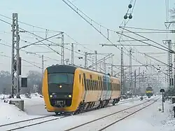 Grenslandexpress in winterlandschap te Bad Bentheim; 29 december 2012.