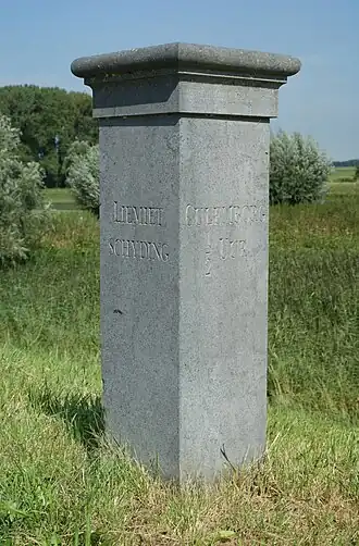 De limietpaal die de grens tussen de graafschappen Culemborg en Buren aangaf
