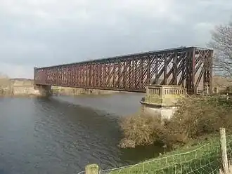 Historische spoorbrug over de Altrhein bij Griethausen