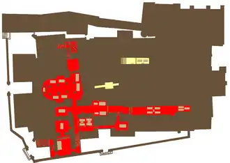 Plattegrond van de koninklijke cryptes (in het rood)