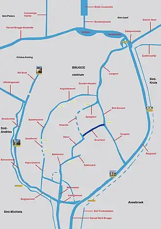 Situering van de Groenerei (donkerblauw)