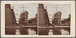 Schip in Koninginnedok op de Marinewerf (circa 1900)