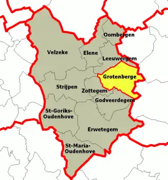 Ligging van Grotenberge binnen Zottegem