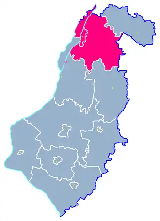 Ligging van de gemeente binnen de powiat