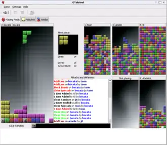 GTetrinet 0.7.6 in actie. Klik om te vergroten.