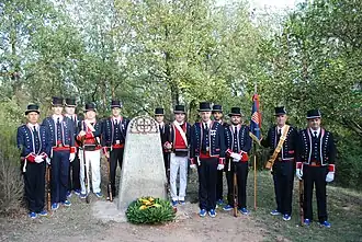 Het monument ter nagedachtenis aan de officieren van de Mossos d'Esquadra die in 1845 zijn omgekomen, in Seva (Osona).